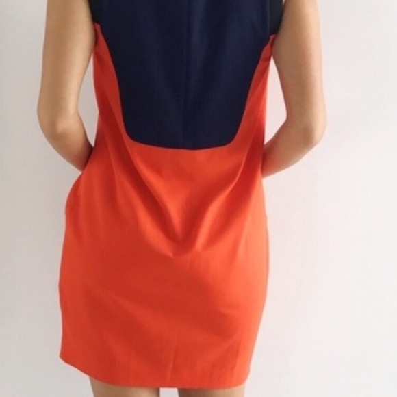 SALE! Rachel Roy Striking Orange & Navy Color Block Pullover Shift Dress~Size 12 - Picture 2 of 7